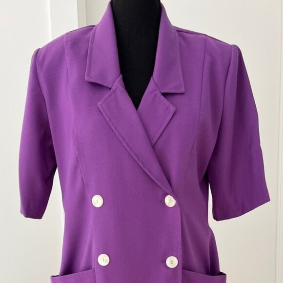 V.I.Petites Vintage Double Breasted Purple Midi Dress Retro 80 S 90 S Canada - Picture 1 of 13